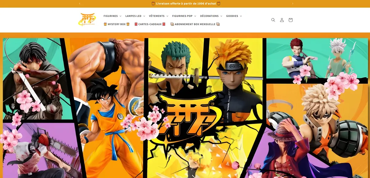Page d'accueil de Figurine Manga France, boutique de figurines et goodies manga